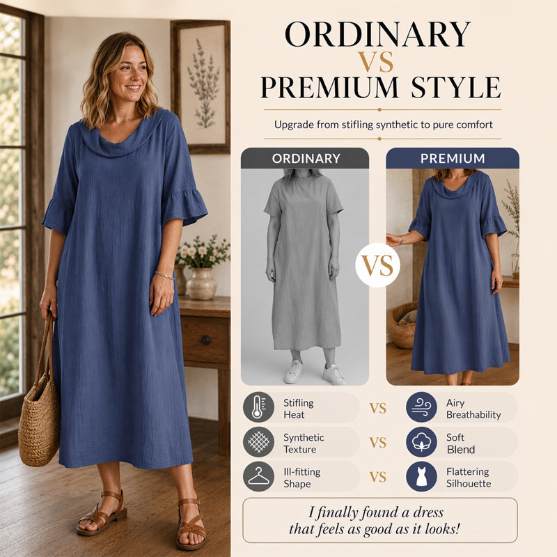 Damen lässiges Sommerkleid mit rundem Ausschnitt