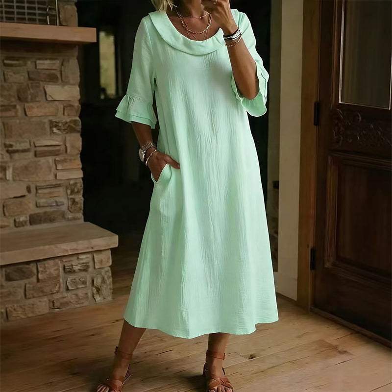 Damen lässiges Sommerkleid mit rundem Ausschnitt