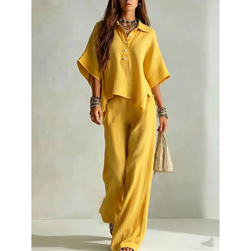 👚LAST DAY 49% OFF🌟🎁Women's Short Sleeve Shirt and Long Pants Set