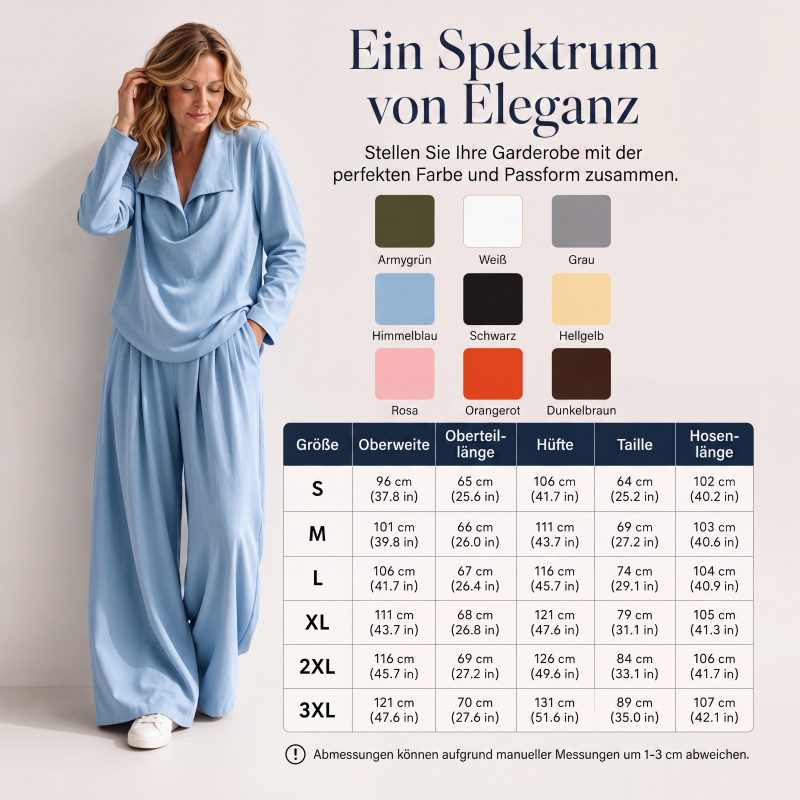 Zweiteiler für Damen: Legeres Oberteil mit Kragen und Weite-Hose
