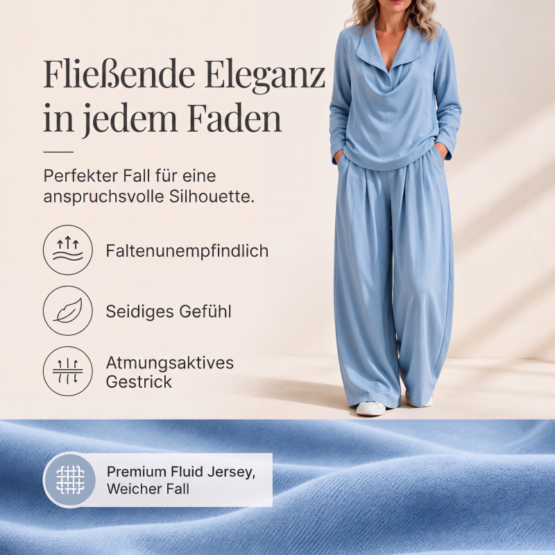 Zweiteiler für Damen: Legeres Oberteil mit Kragen und Weite-Hose