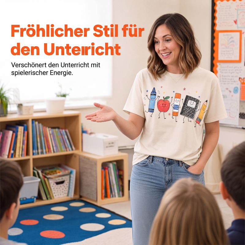 Niedliches grafisches Kurzarm-T-Shirt für Damen